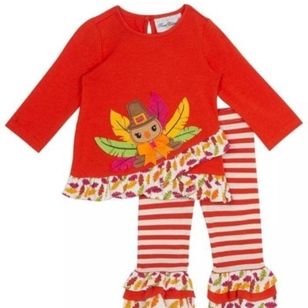 Rare Editions Red and White Thanksgiving Kids Set